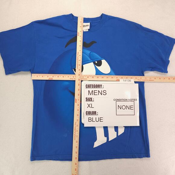 M&Ms Graphic Casual Short Sleeve Crew Neck T Shirt Mens Size Extra Large XL Blue - Picture 5 of 9
